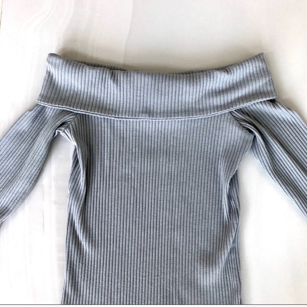 Off the shoulder ribbed sweater